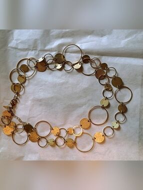 Gold-Tone Layered Circle Link Necklace 2 For $10